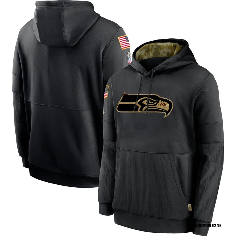 Antigua Seattle Seahawks Black Action Long Sleeve Hoodie, Black, 55% Cotton / 45% POLYESTER, Size S, Rally House